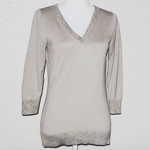 4/$20 Banana Republic Taupe Metallic Knit Sweater